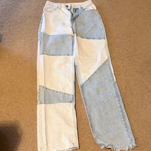 PacSun Two-Tone Light Wash & Light Blue Patchwork 90s Boyfriend Jeans
